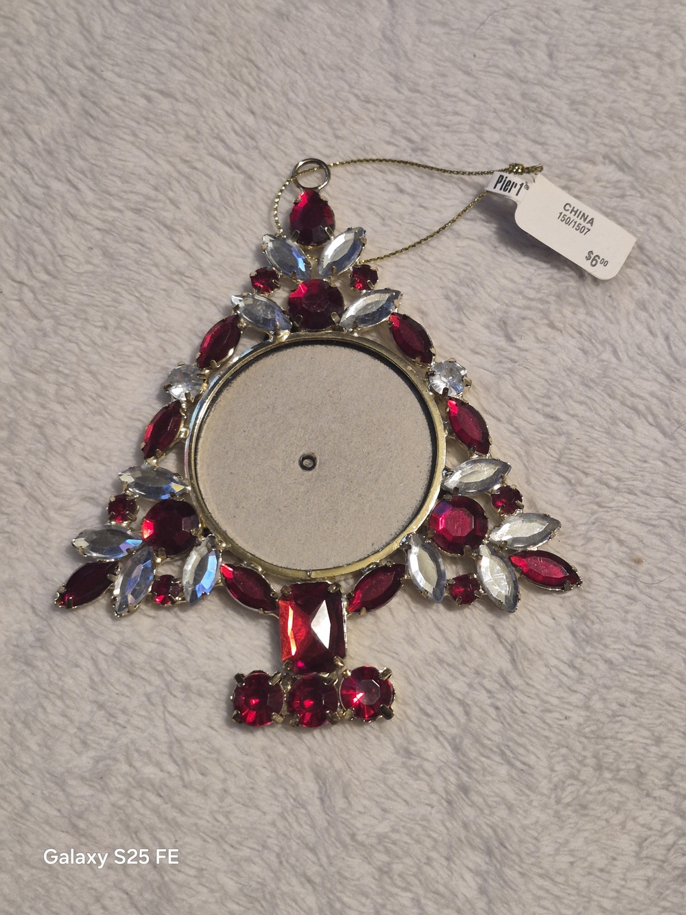 Pier 1 Bejeweled Christmas Tree Photo Frame Ornament NWT
